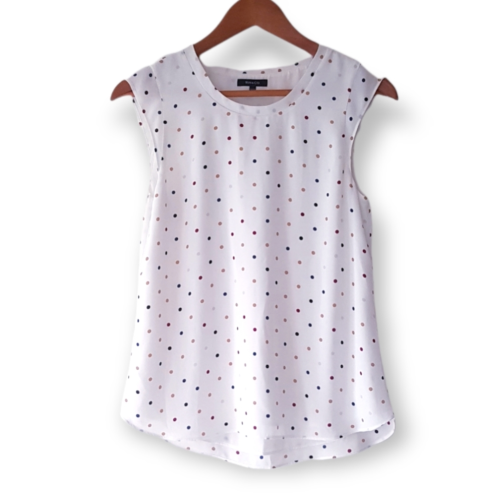 RW&CO. White Polka Dot Blouse